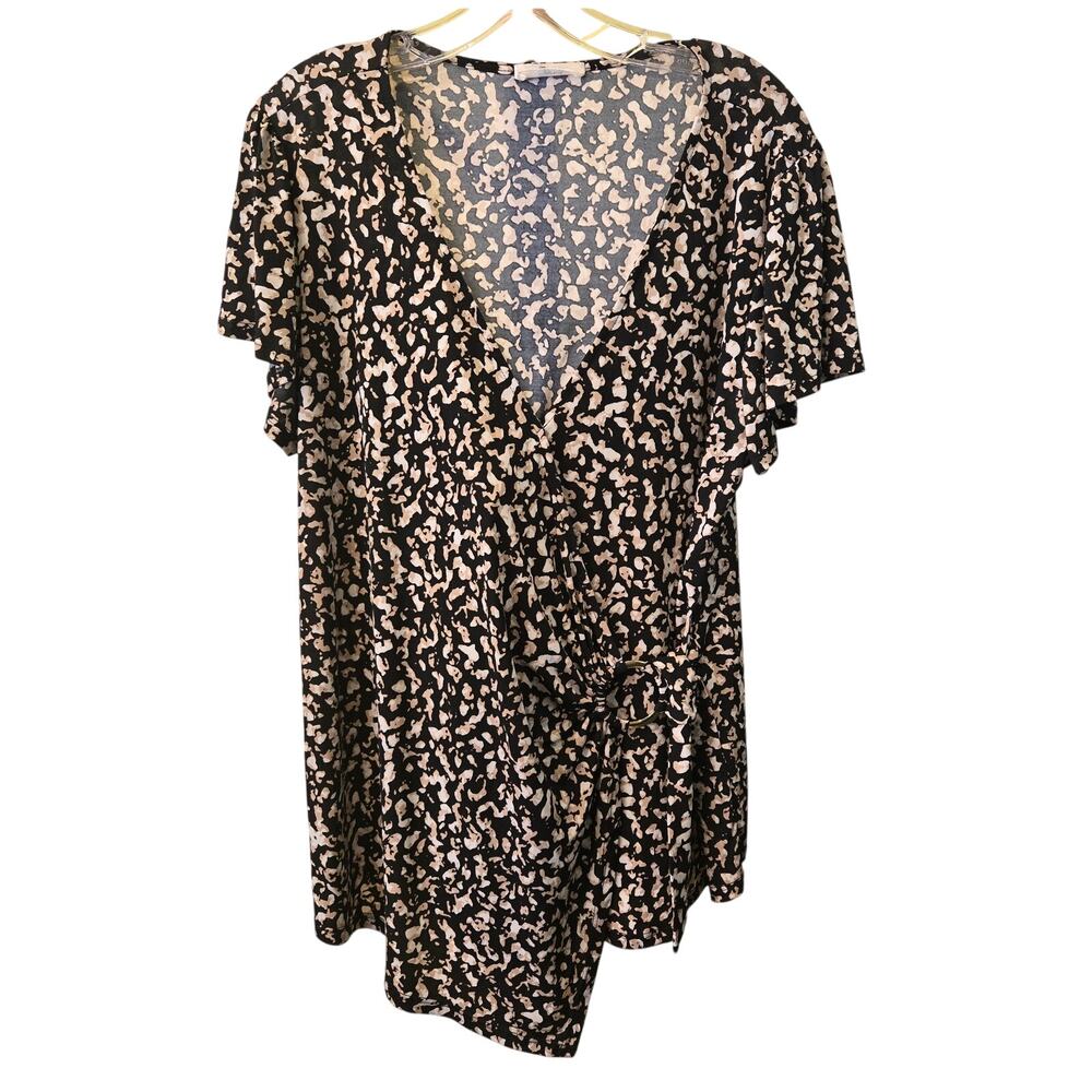 Beacon Apparel 1X Black/Brown Printed Top [0479]